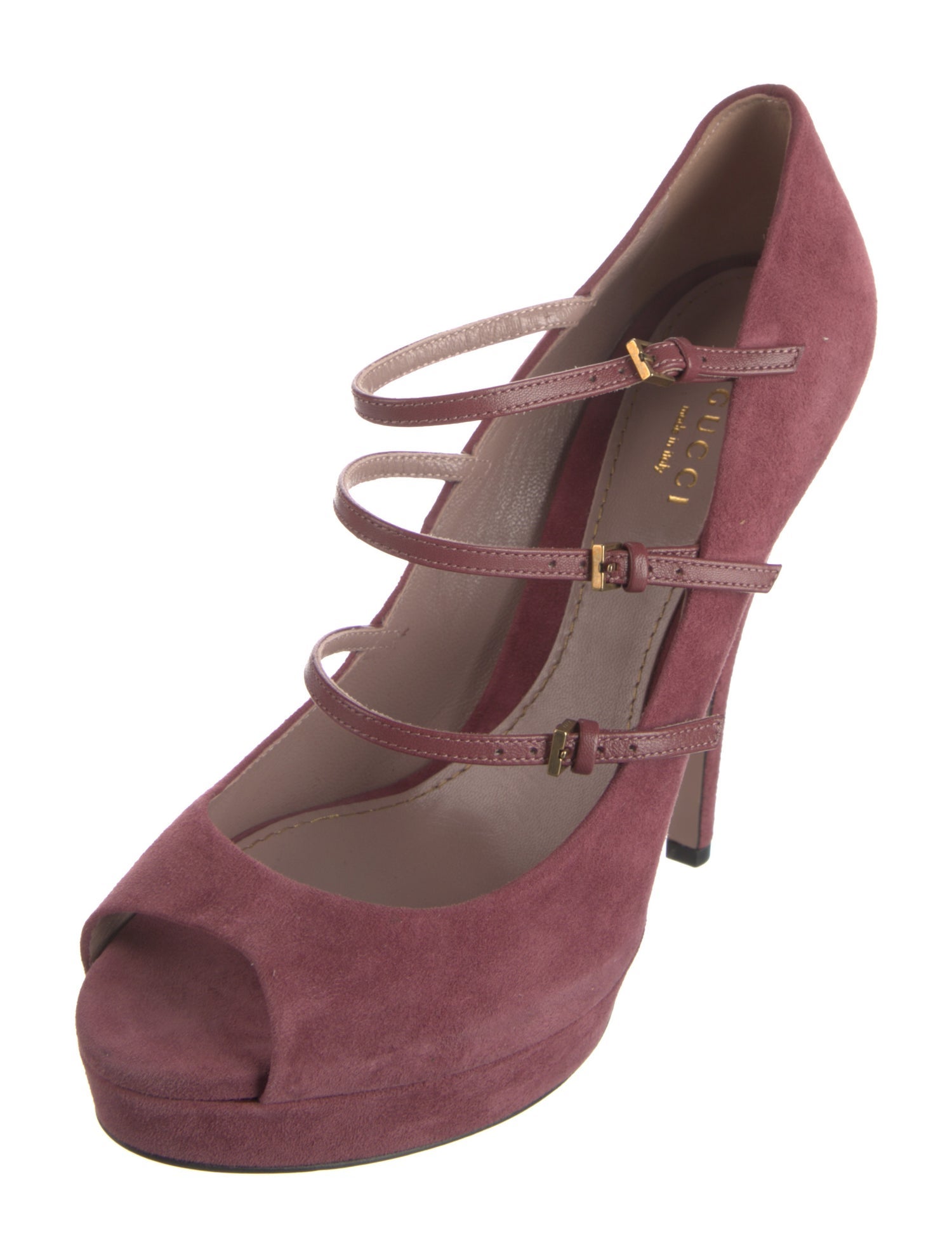 Gucci Suede T-Strap Pumps