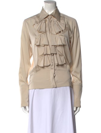 Gucci Silk Long Sleeve Button-Up Top