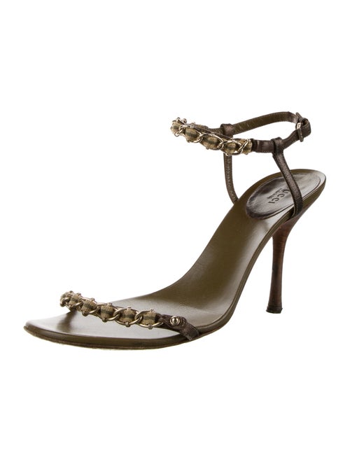 Gucci Leather Chain-Link Accents Sandals