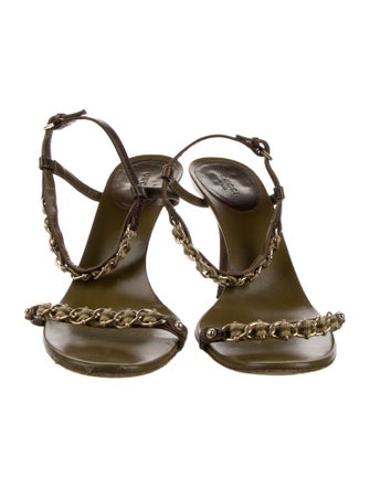 Gucci Leather Chain-Link Accents Sandals