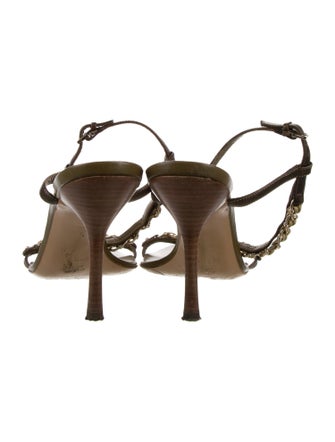 Gucci Leather Chain-Link Accents Sandals