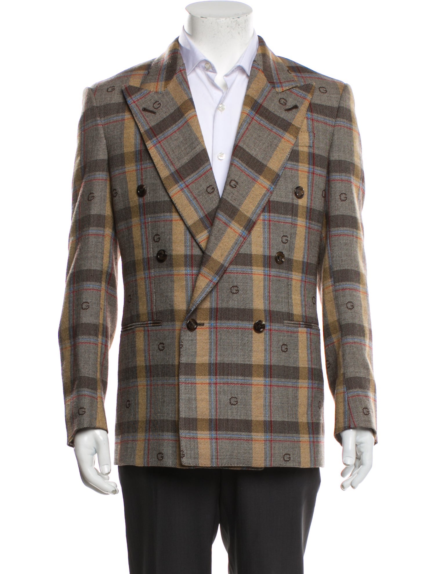 Gucci Wool Plaid Print Blazer