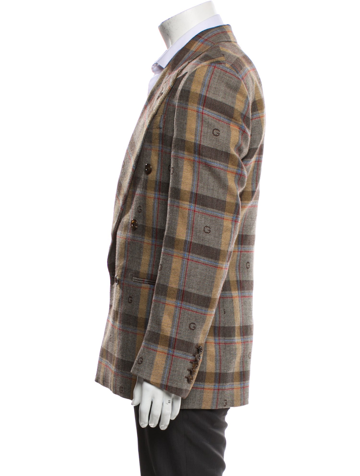 Gucci Wool Plaid Print Blazer