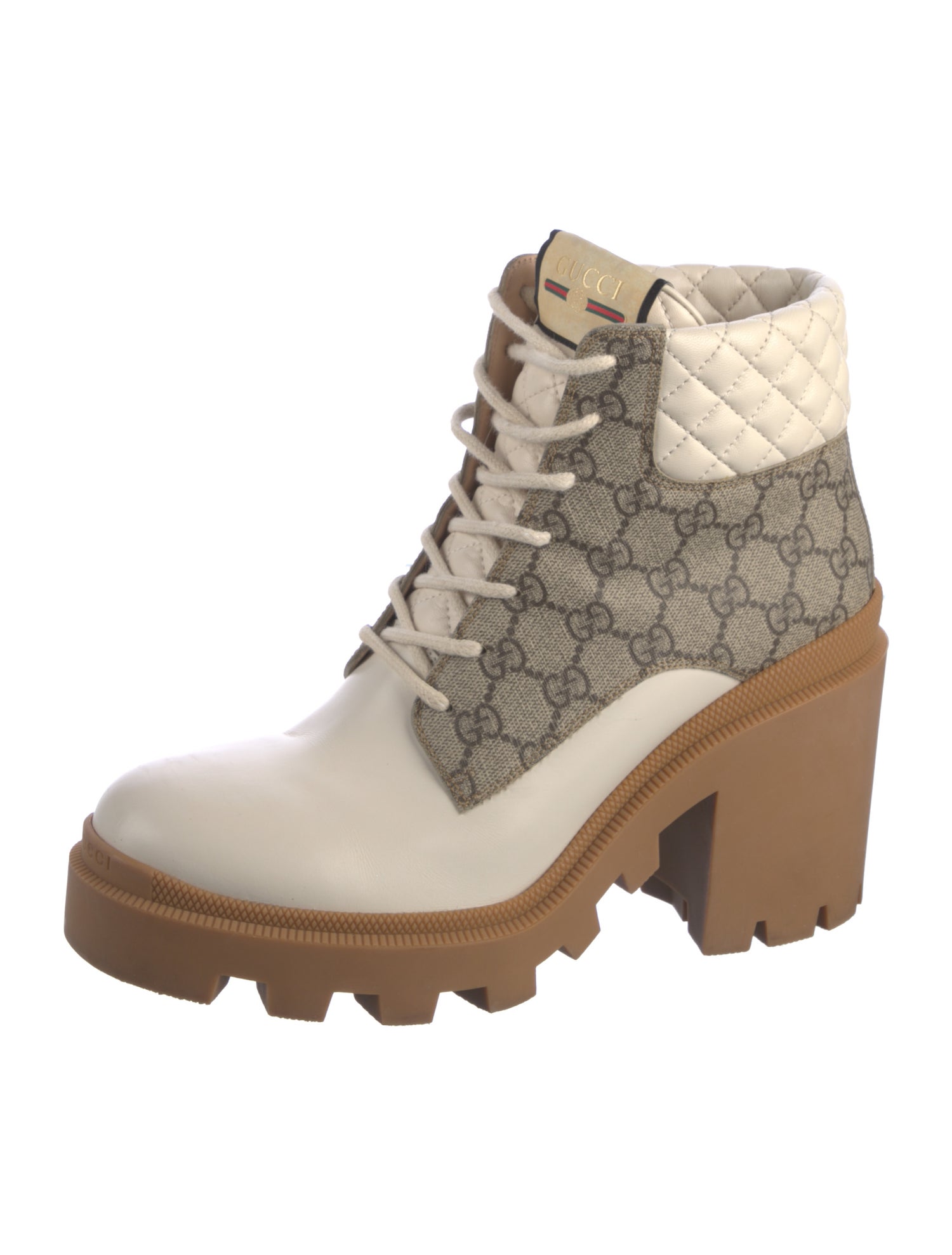 Gucci GG Supreme Leather Trim Embellishment Chelsea Boots