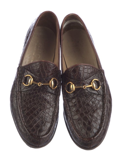 Gucci Horsebit Accent Crocodile Loafers