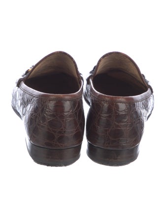 Gucci Horsebit Accent Crocodile Loafers