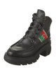 Gucci Web Accent Leather Combat Boots