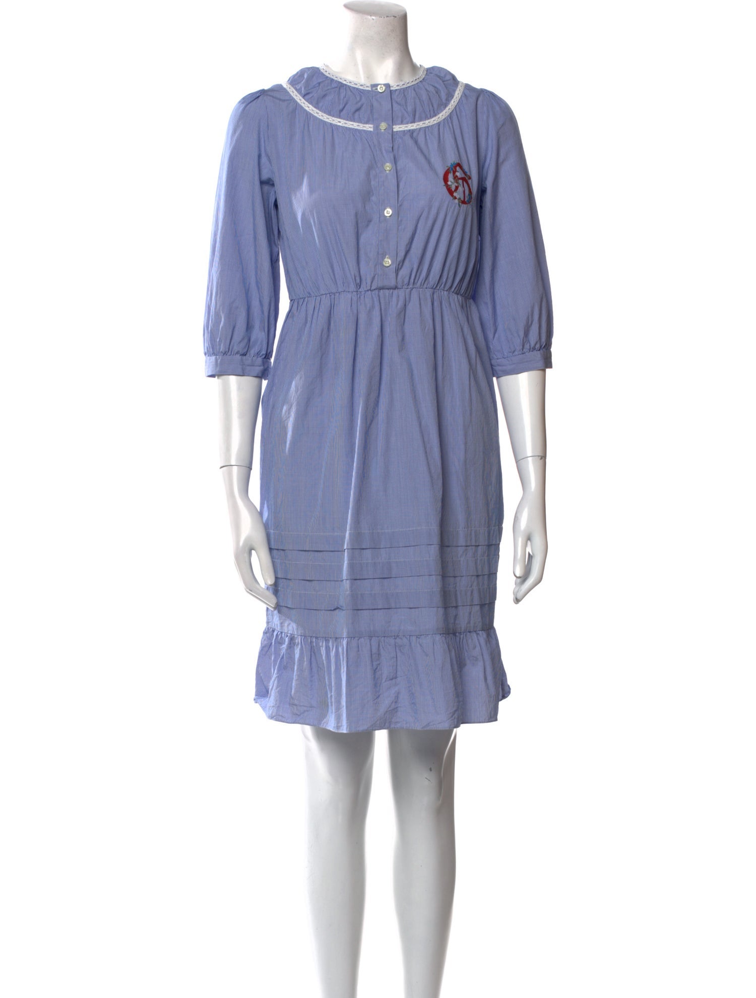 Gucci Gingham Long Sleeve Dress