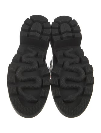 Gucci Sylvie Web Accent Leather Combat Boots