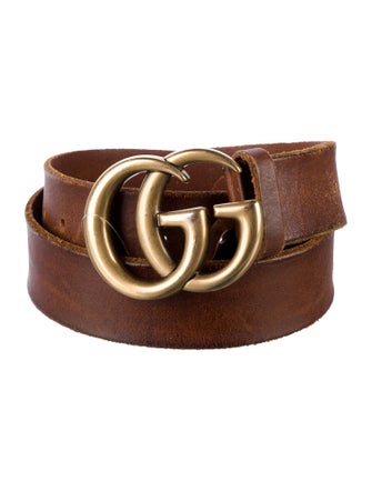 Gucci Double G Logo Leather Belt