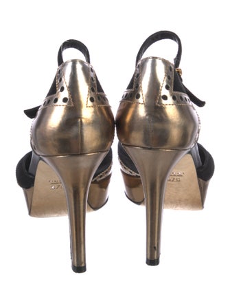 Gucci Suede Colorblock Pattern D'Orsay Pumps