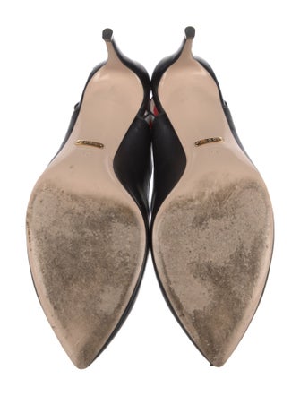 Gucci Sylvie Web Accent Leather Slingback Pumps