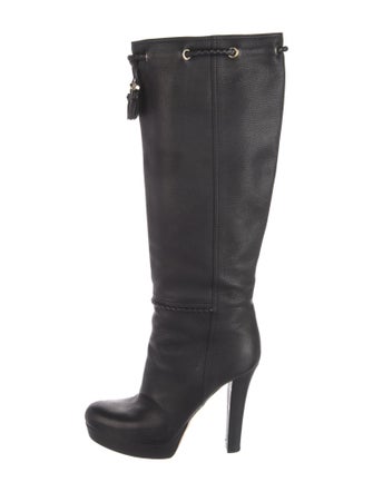 Gucci Leather Tassel Accents Riding Boots