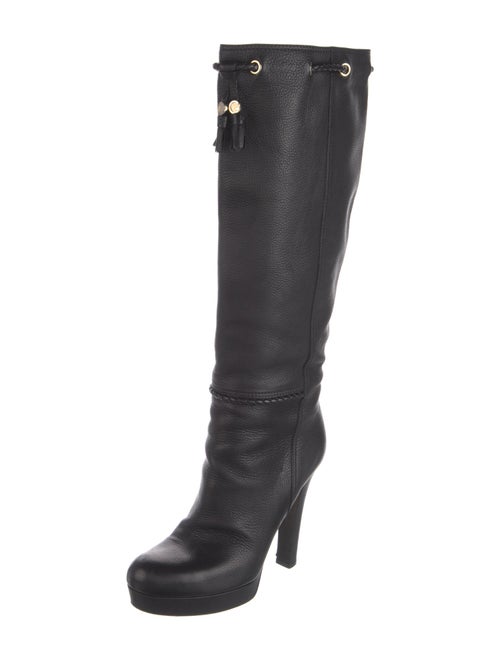 Gucci Leather Tassel Accents Riding Boots