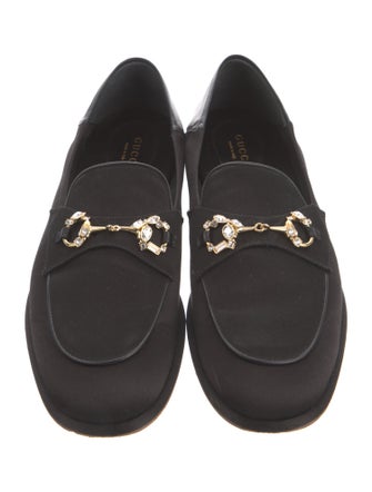 Gucci Horsebit Accent Satin Loafers