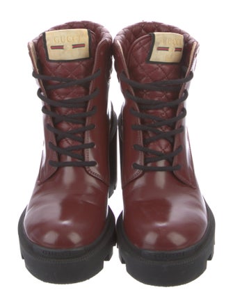 Gucci Quilted Pattern Leather Combat Boots
