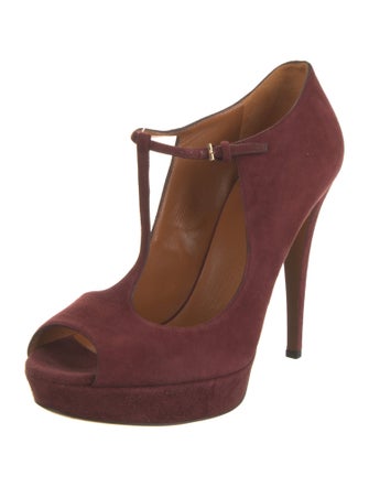 Gucci Suede T-Strap Pumps