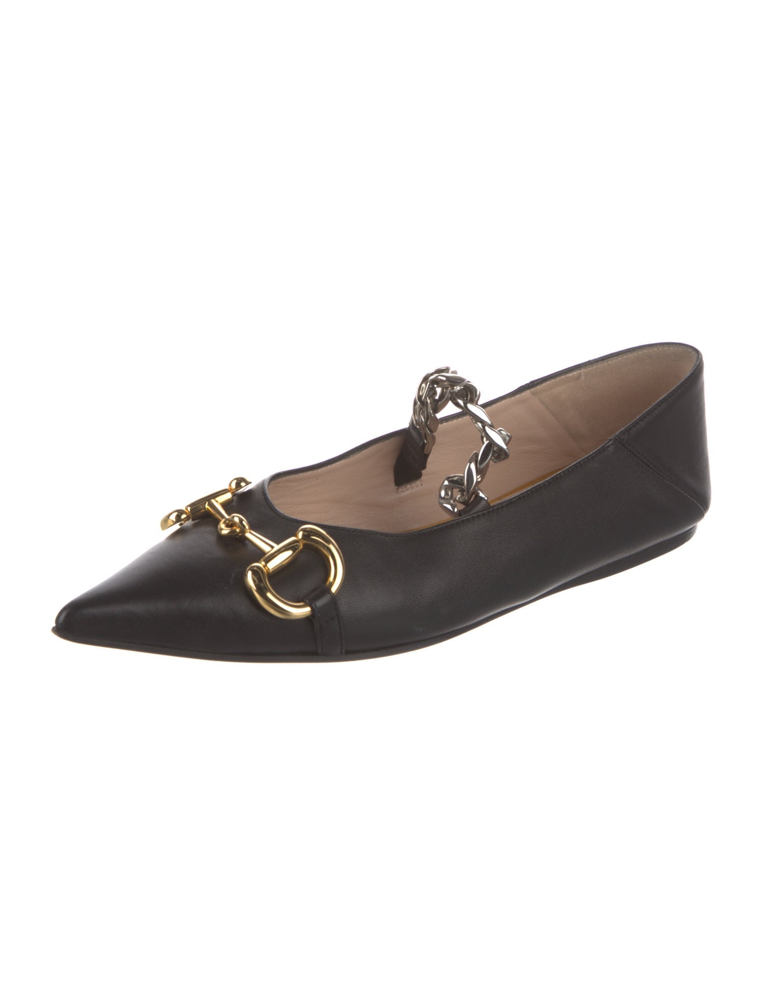 Gucci 1955 Horsebit Accent Leather Ballet Flats