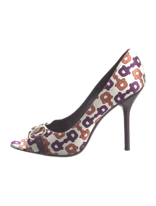 Gucci Horsebit Accent Satin Pumps