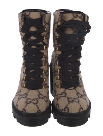 Gucci GG Logo Wool Combat Boots