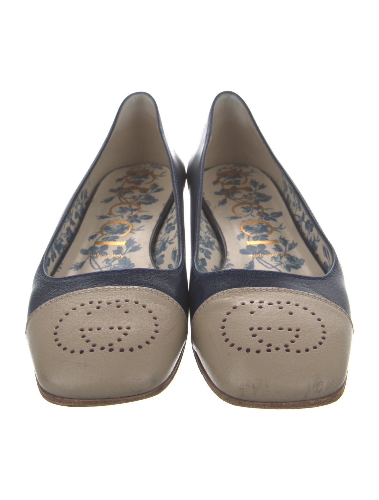 Gucci Leather Colorblock Pattern Ballet Flats