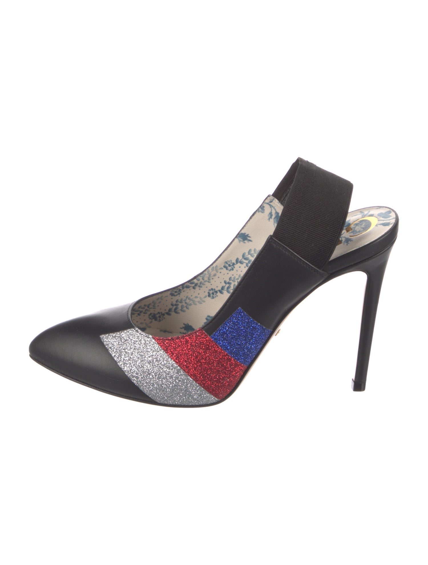 Gucci Sylvie Web Accent Leather Slingback Pumps
