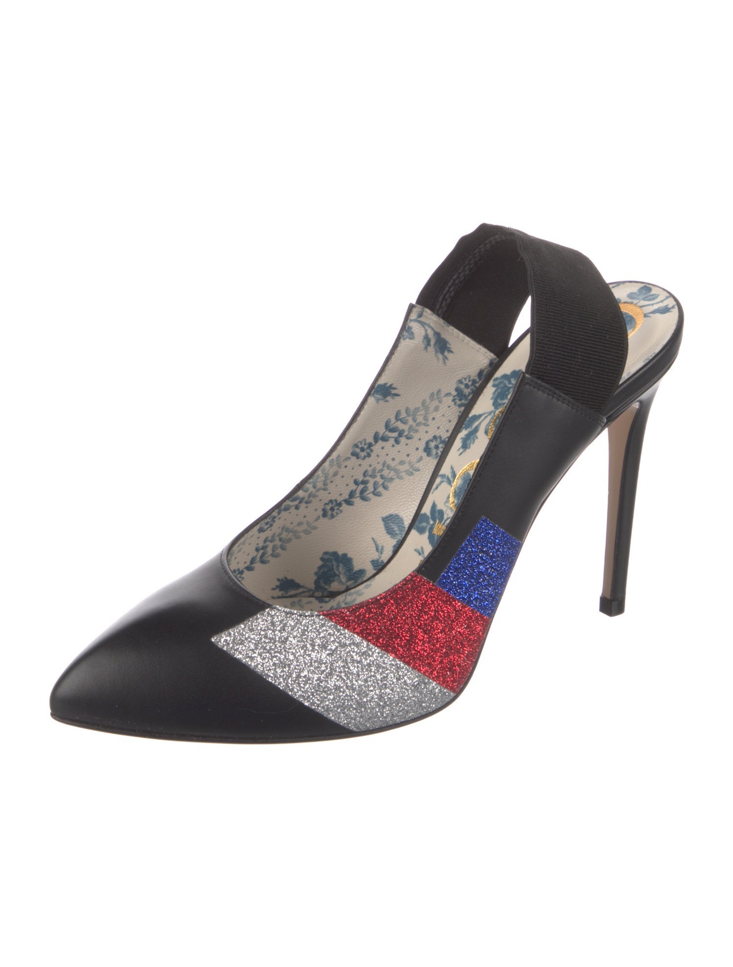 Gucci Sylvie Web Accent Leather Slingback Pumps