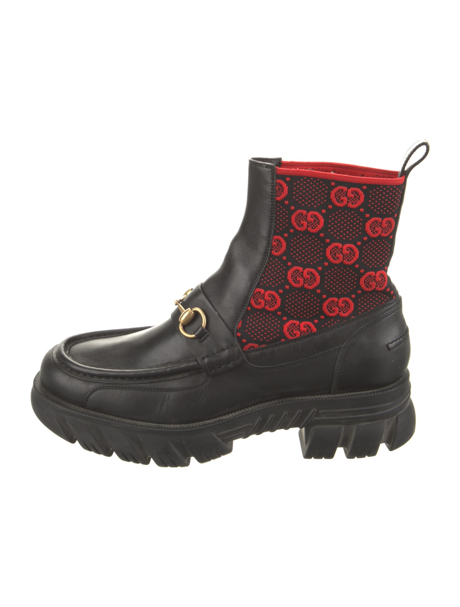 Gucci Leather Printed Combat Boots