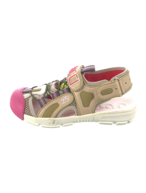 Gucci Leather Mesh Accents Slingback Sandals