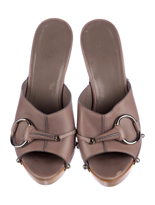 Gucci Hasler Horsebit Accent Leather Slides