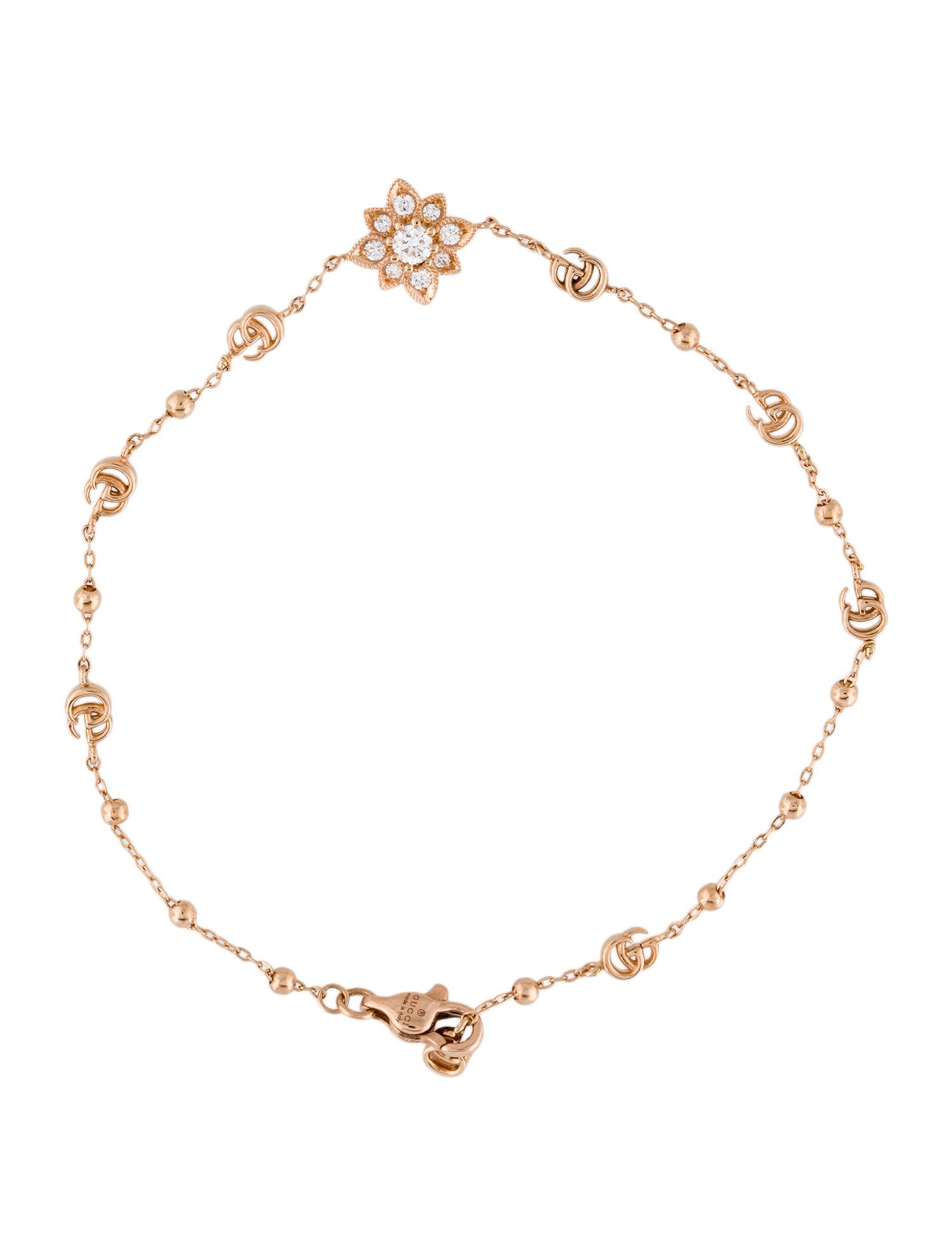 Gucci 18K Diamond Flora Station Bracelet