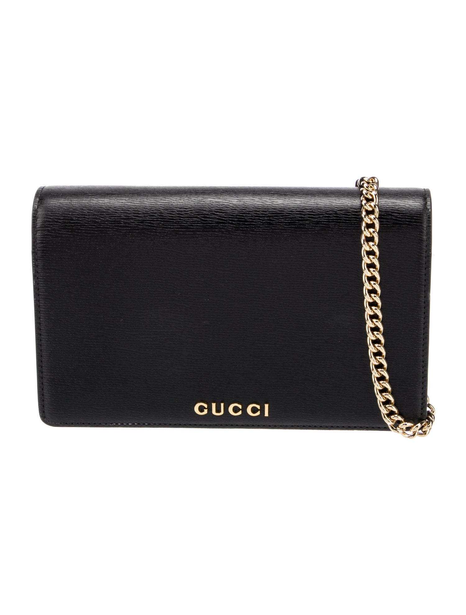 Gucci Leather Script Chain Wallet