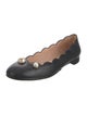 Gucci Faux Pearl Accents Leather Ballet Flats