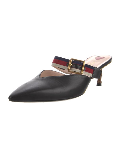 Gucci Sylvie Web Accent Leather Mules