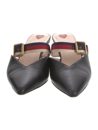 Gucci Sylvie Web Accent Leather Mules