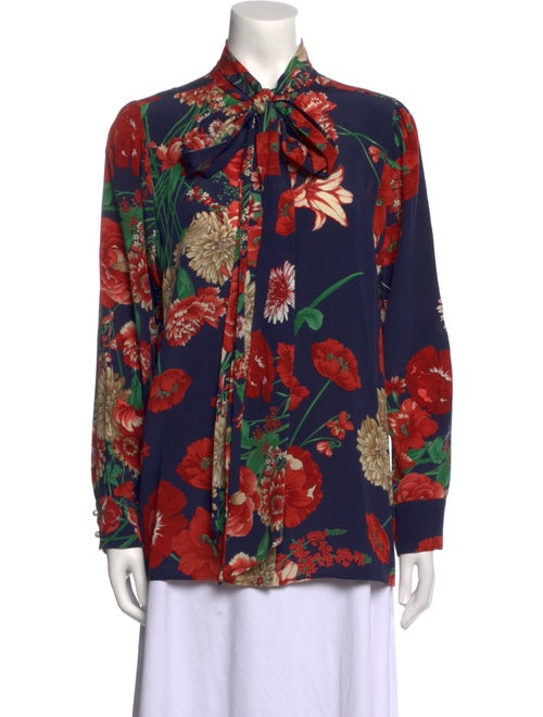 Gucci Floral Print Long Sleeve Blouse
