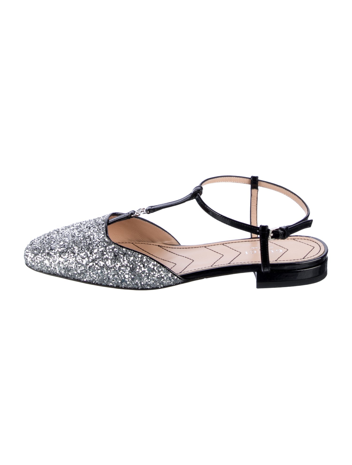 Gucci Double G Glitter Glitter Slingback Flats