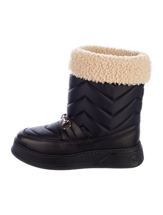 Gucci Horsebit Accent Nylon Lace-Up Boots