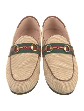 Gucci Horsebit Web Canvas Loafers