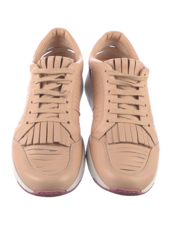 Gucci Leather Fringe Trim Accent Sneakers
