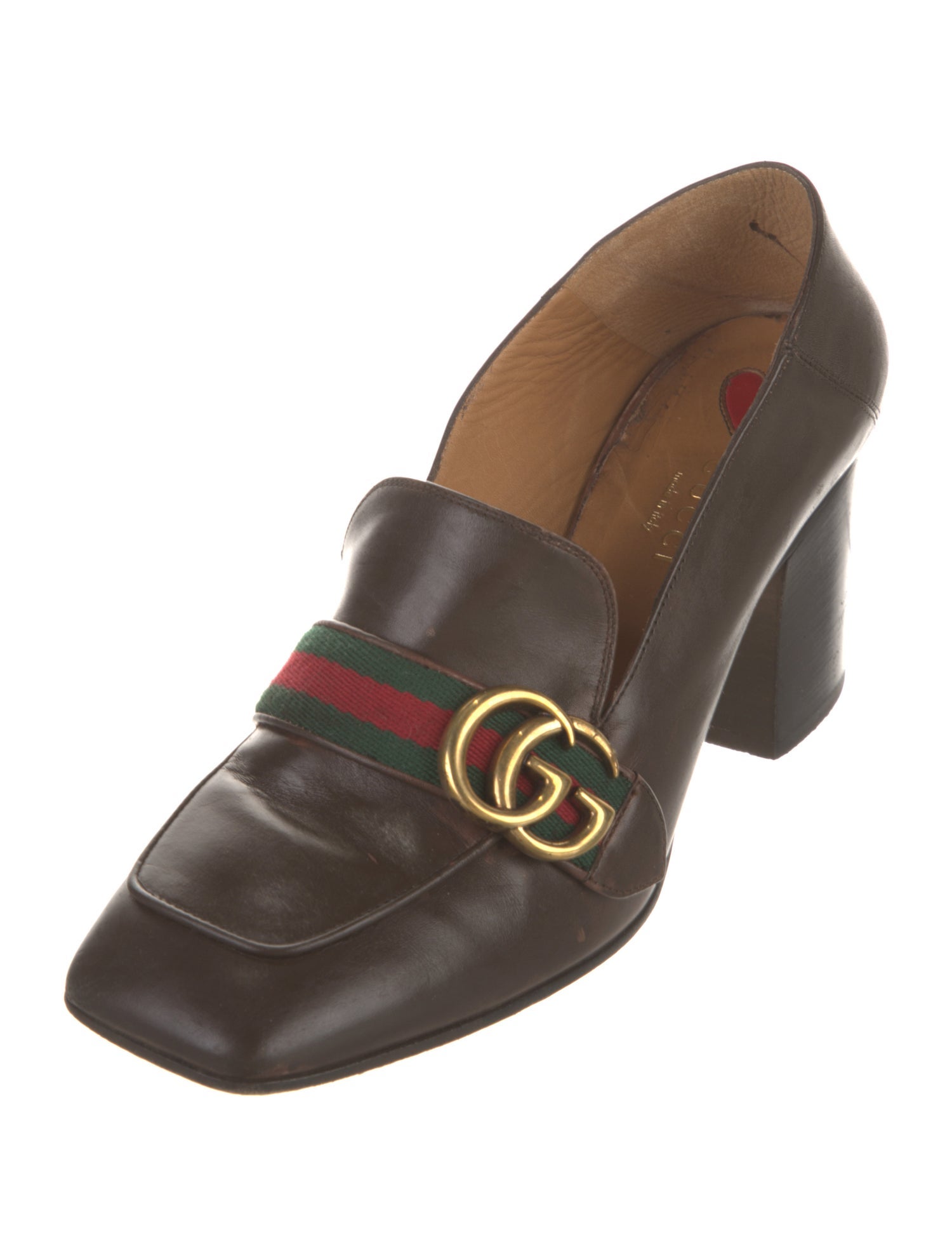 Gucci Web Accent Leather Pumps