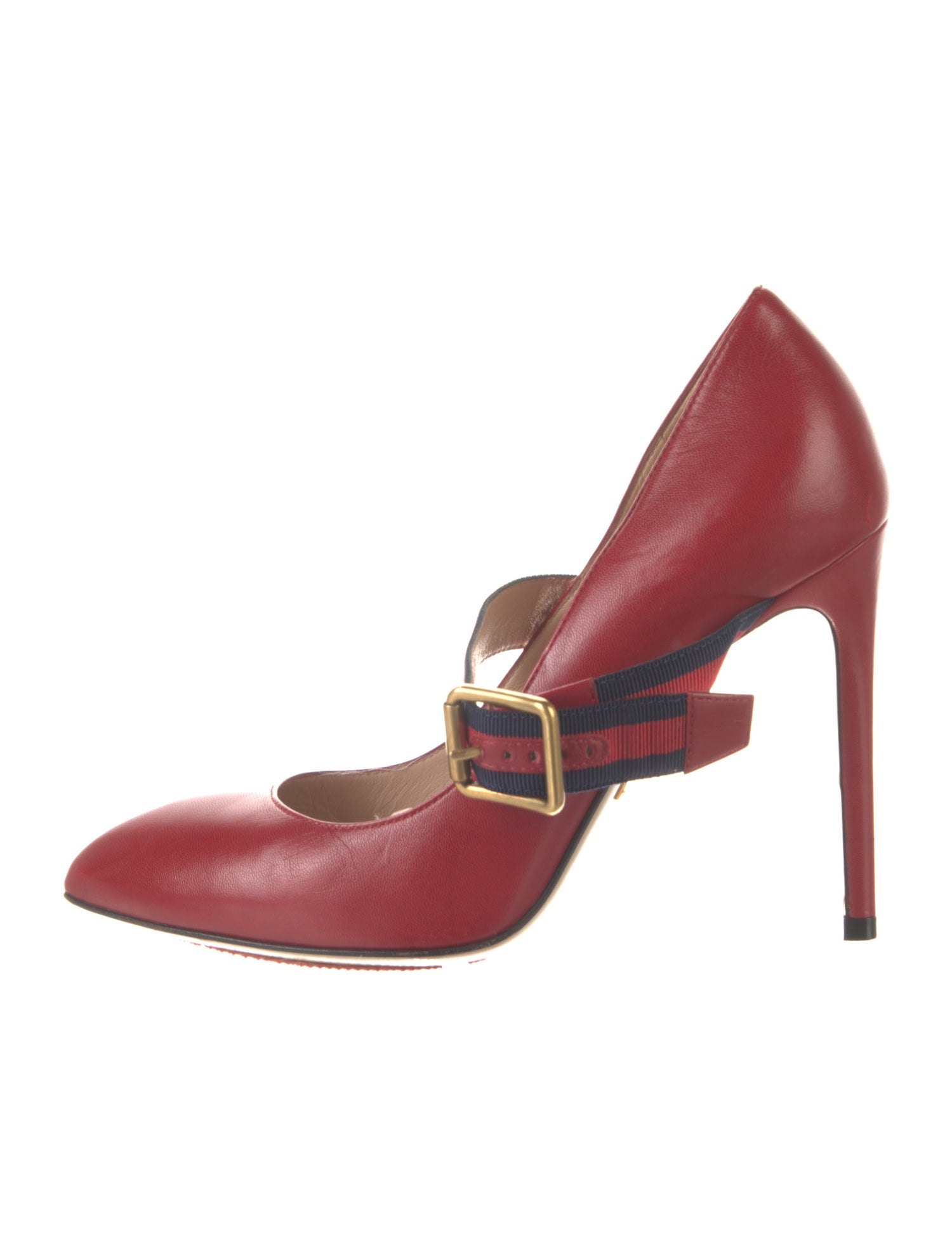 Gucci Sylvie Web Accent Leather D'Orsay Pumps