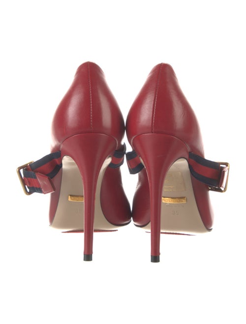 Gucci Sylvie Web Accent Leather D'Orsay Pumps