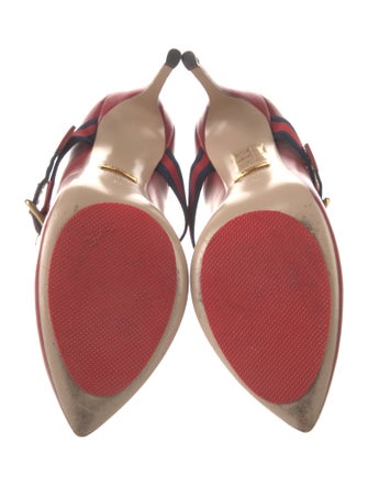 Gucci Sylvie Web Accent Leather D'Orsay Pumps