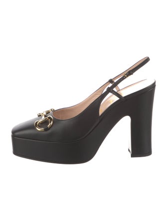 Gucci 1955 Horsebit Accent Leather Slingback Pumps