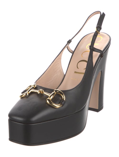 Gucci 1955 Horsebit Accent Leather Slingback Pumps