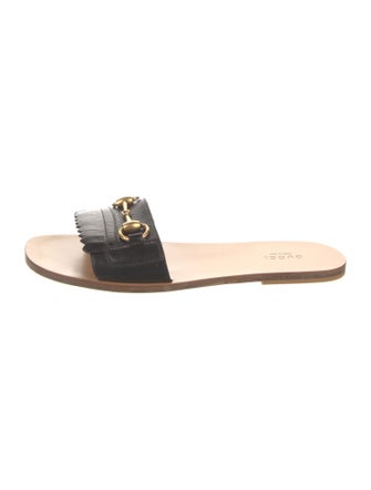 Gucci Varadero Horsebit Fringed Leather Slides