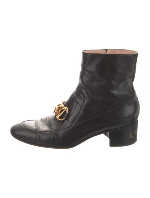 Gucci Chain-Link Accent Leather Combat Boots