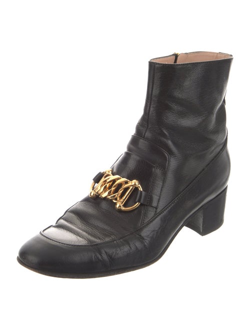 Gucci Chain-Link Accent Leather Combat Boots