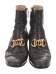Gucci Chain-Link Accent Leather Combat Boots